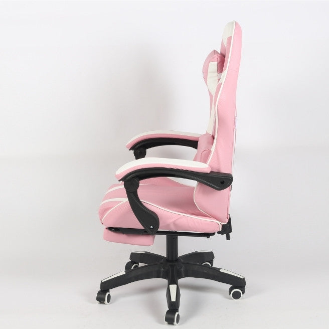 Silla Gamer Rosada IMPERIUX + Tapizado en Carbono + Masajeador + Reposapies