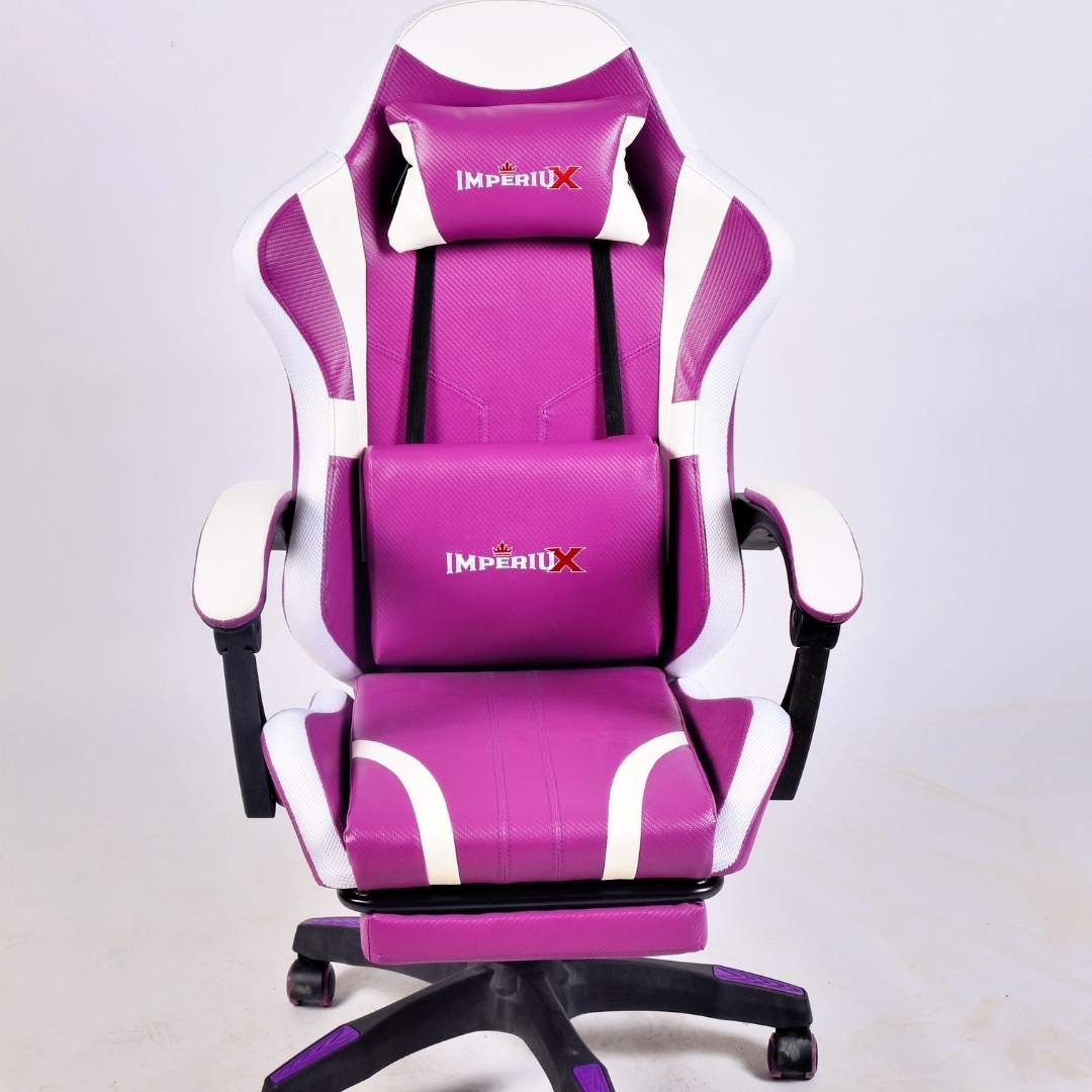 Silla Gamer Morada con Parlantes + Bluetooth + Luces RGB + Masajes + Reposapies + Reclinables