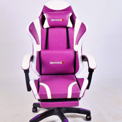 Silla Gamer Morada con Parlantes + Bluetooth + Luces RGB + Masajes + Reposapies + Reclinables