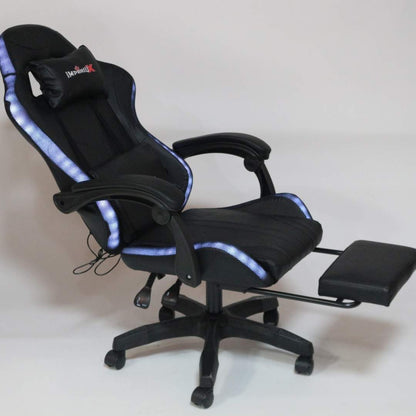 Silla Gamer Negra con Parlantes + Bluetooth + Luces RGB + Masajes + Reposapies + Reclinables