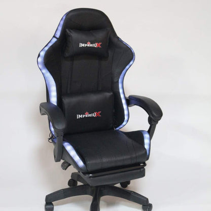 Silla Gamer Negra con Parlantes + Bluetooth + Luces RGB + Masajes + Reposapies + Reclinables