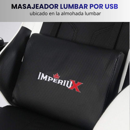 Silla Gamer Blanca con Parlantes + Bluetooth + Luces RGB + Masajes + Reposapies + Reclinables