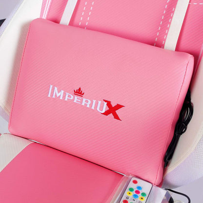 Silla Gamer Rosada con Parlantes + Bluetooth + Luces RGB + Masajes + Reposapies + Reclinables
