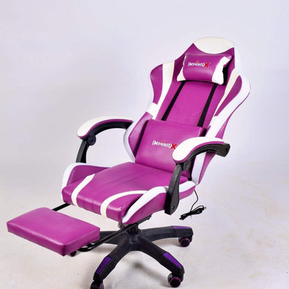 Silla Gamer Morada con Parlantes + Bluetooth + Luces RGB + Masajes + Reposapies + Reclinables