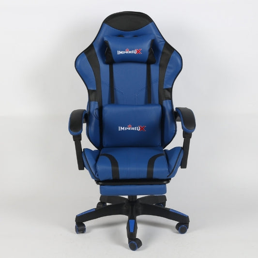 Silla Gamer Blanca IMPERIUX + Tapizado en Carbono + Masajeador + Reposapies