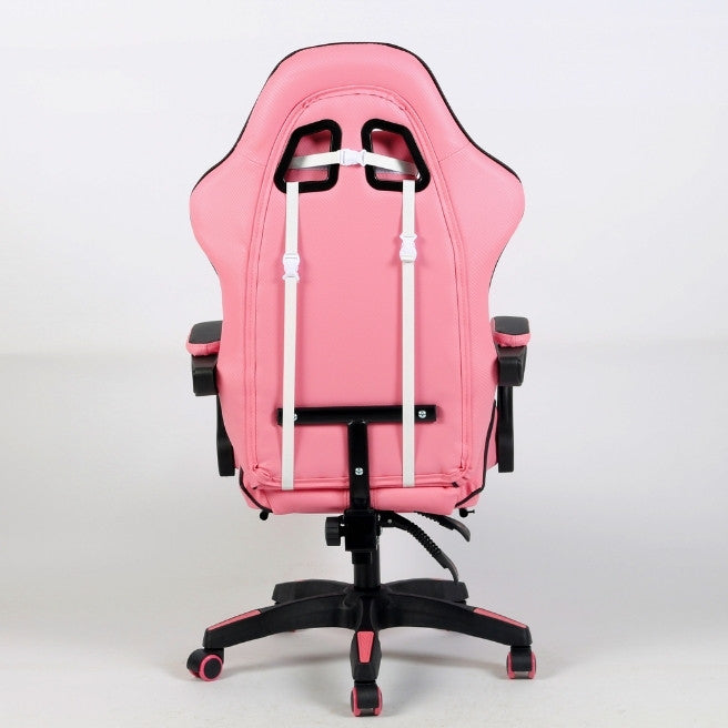 Silla Gamer Rosado IMPERIUX + Tapizado en Carbono + Masajeador + Reposapies