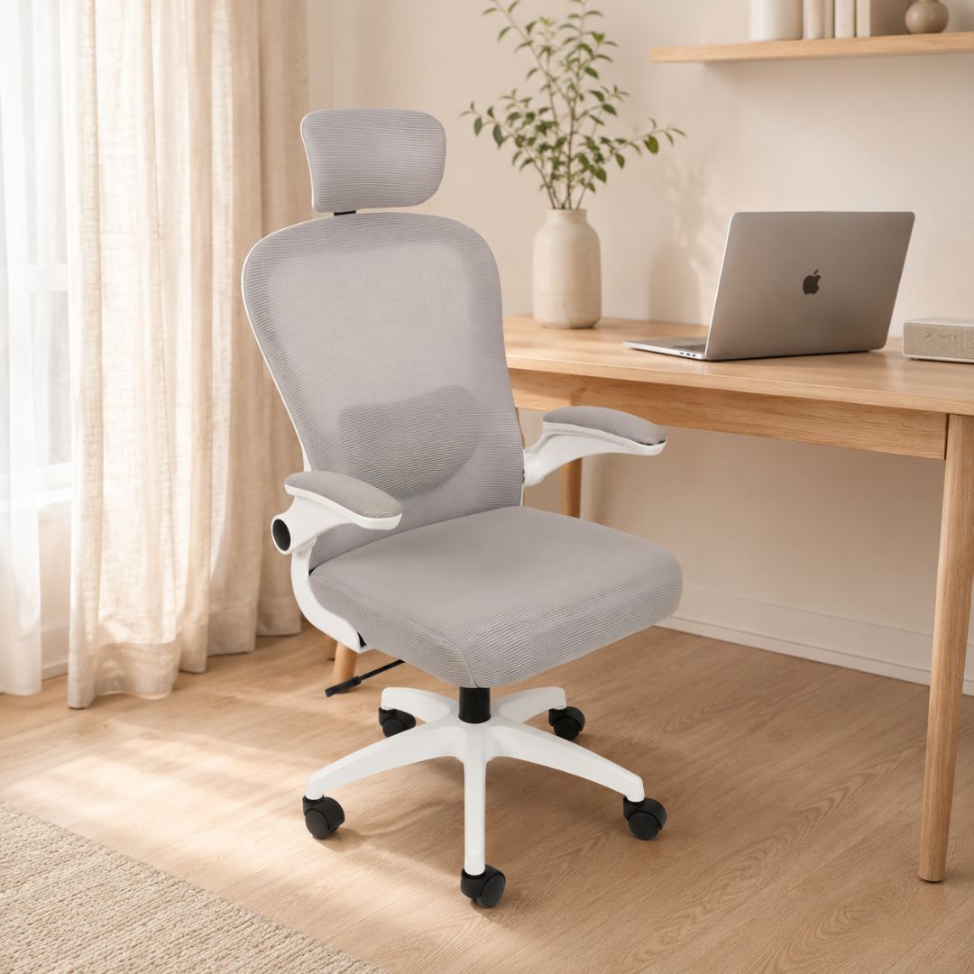 Silla Oficina Office Prime Gris-Blanca Imperiux | Ergonómica Mesh