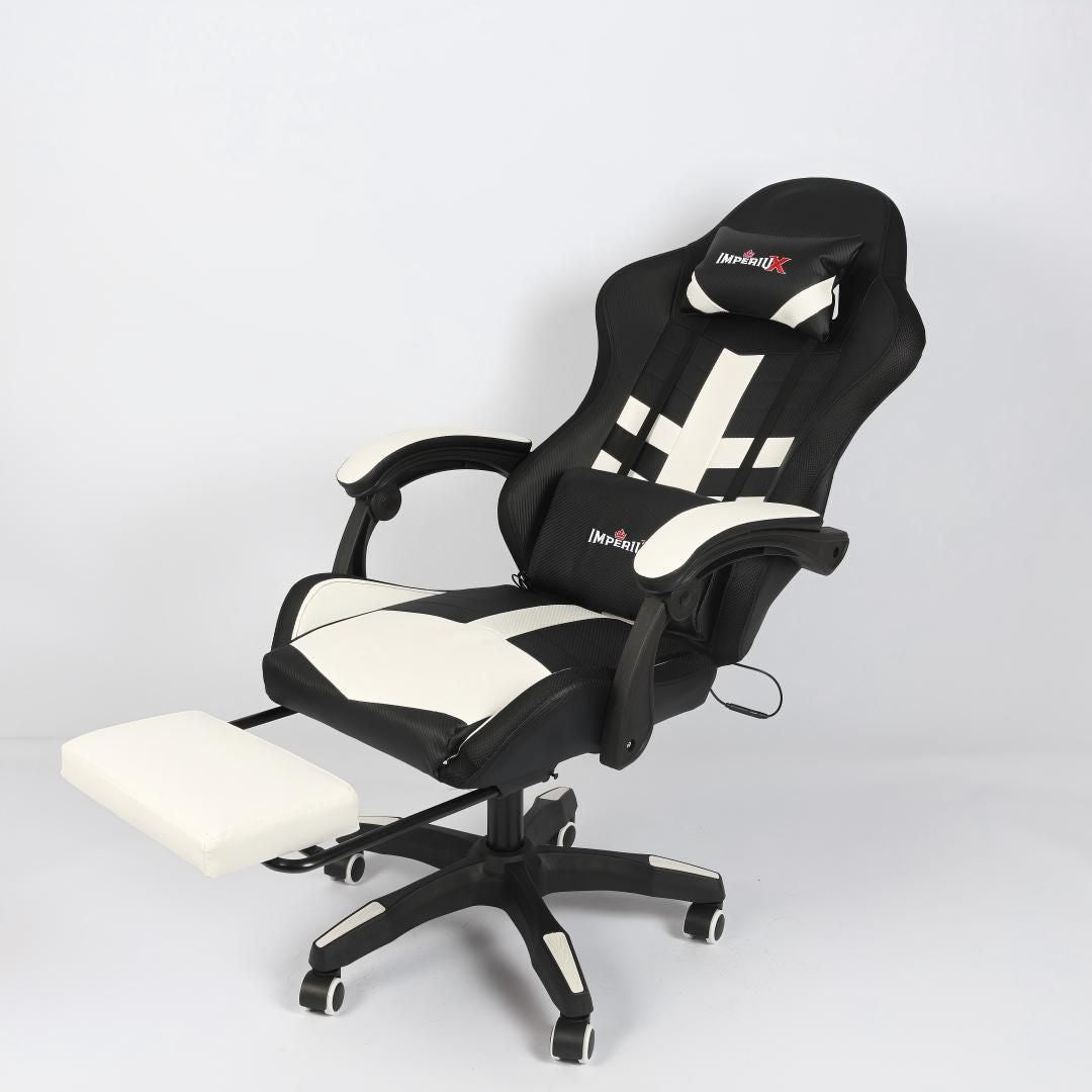 Silla Gamer Ares LED Blanca Imperiux | RGB + Masajeador