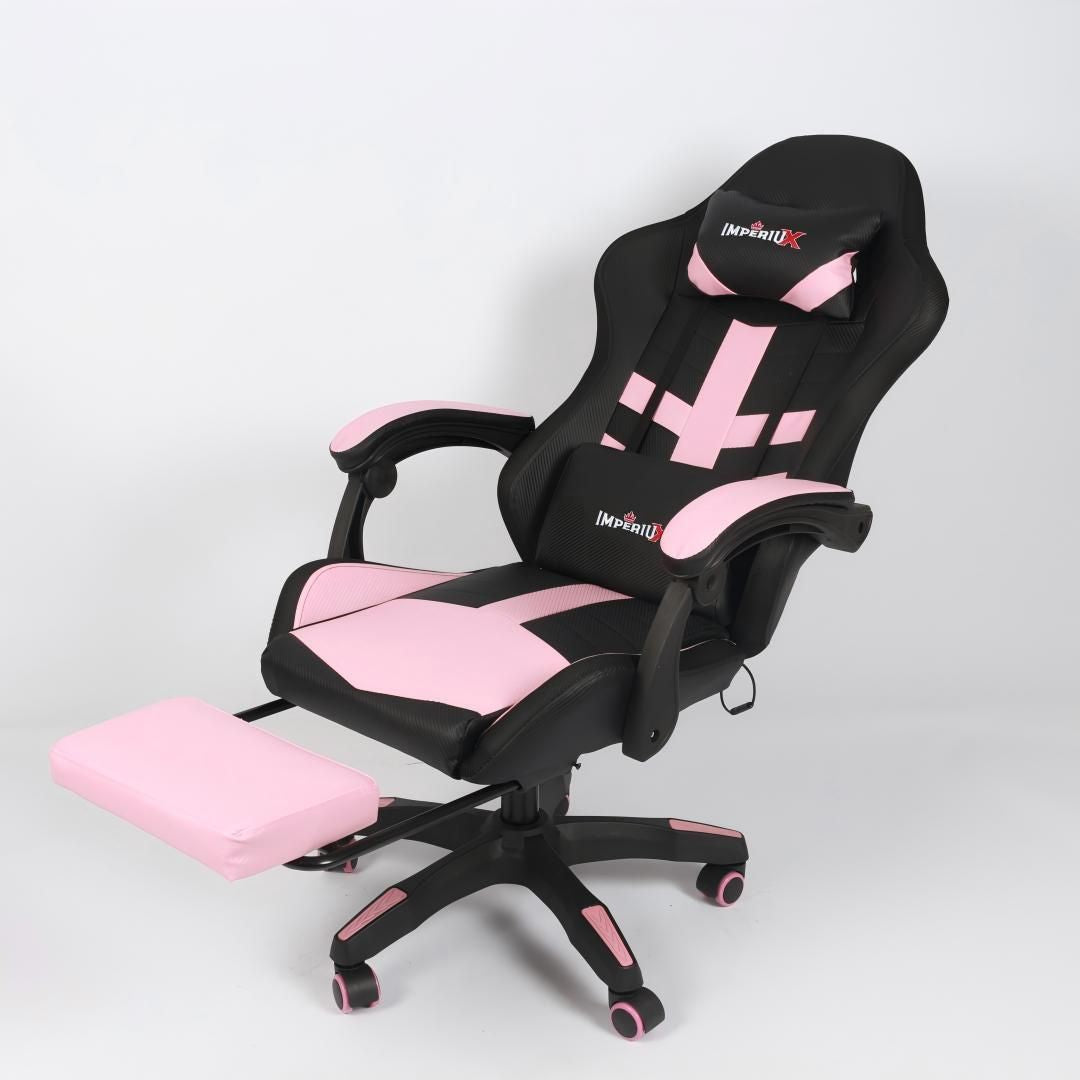 Silla Gamer Ares LED Rosada Imperiux | RGB + Masajeador