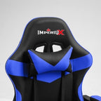 Detalle costuras ergonómicas silla gamer Imperiux azul