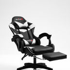 Silla gamer Imperiux blanca reclinada vista lateral