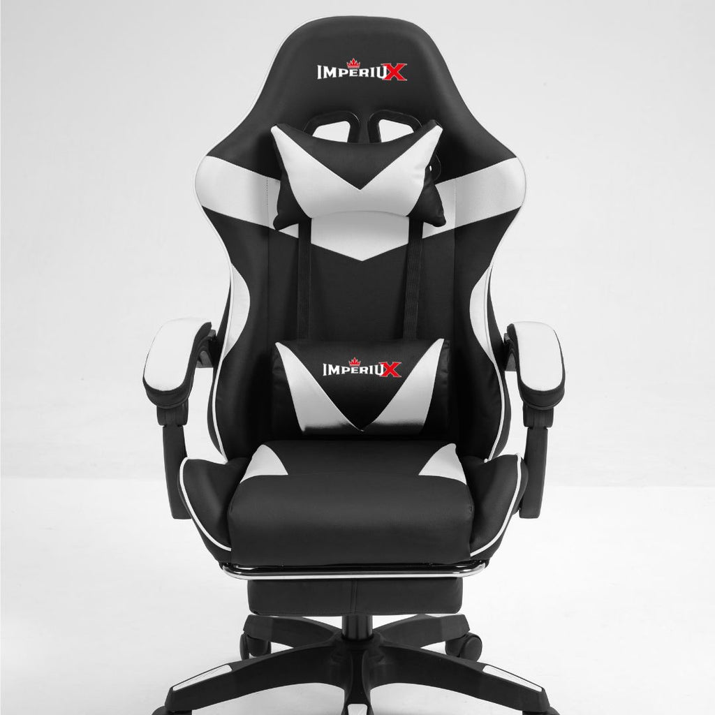 Silla gamer ergonómica Imperiux con masajeador USB color blanco