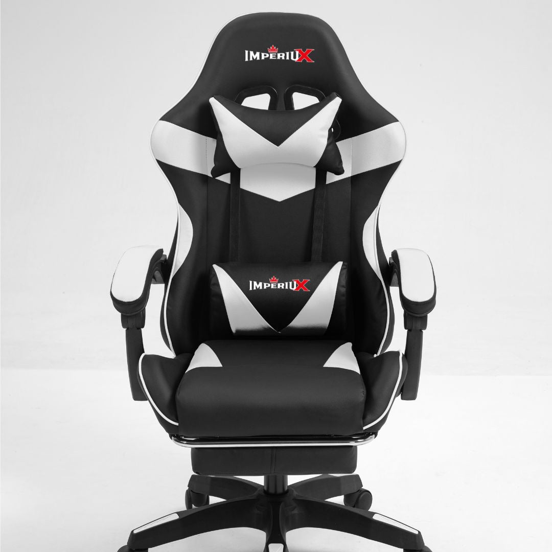 Silla gamer ergonómica Imperiux con masajeador USB color blanco