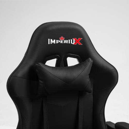 Detalle costuras ergonómicas silla gamer Imperiux negra