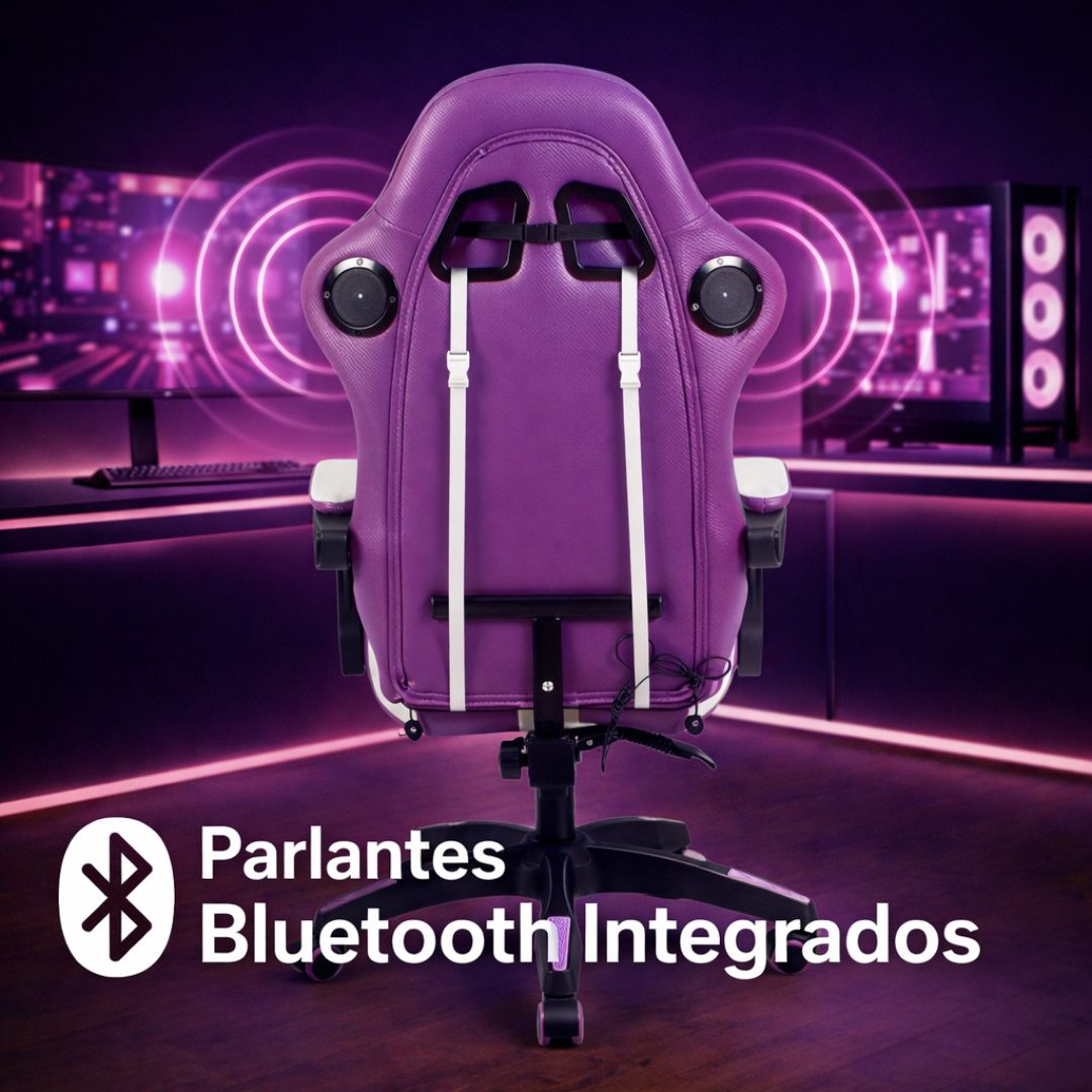 Silla Gamer Spark RGB Morada Imperiux | Bluetooth + Masajeador