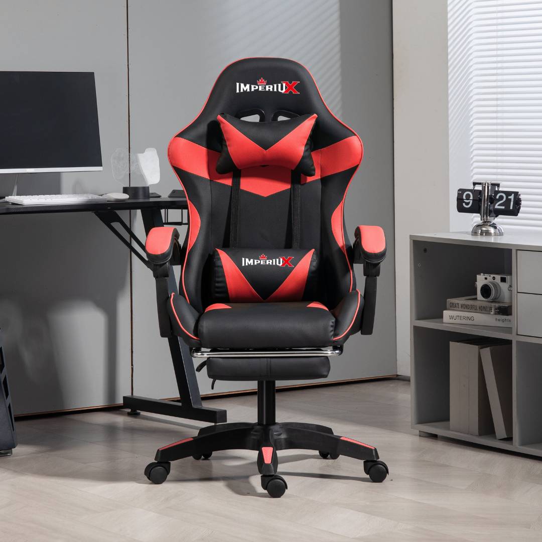 Silla gamer ergonómica Imperiux roja vista frontal