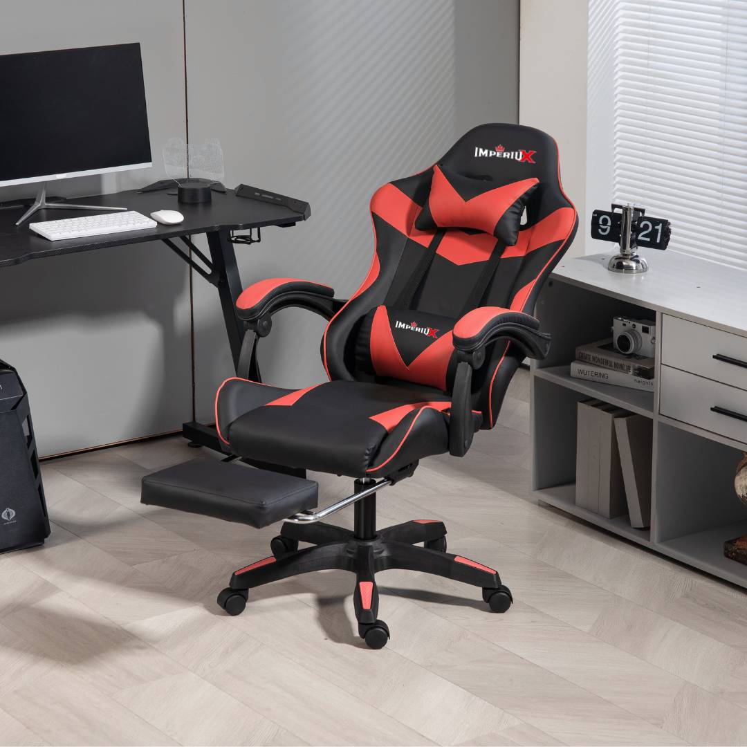 Silla gamer ergonómica Imperiux roja reclinable ergonómica