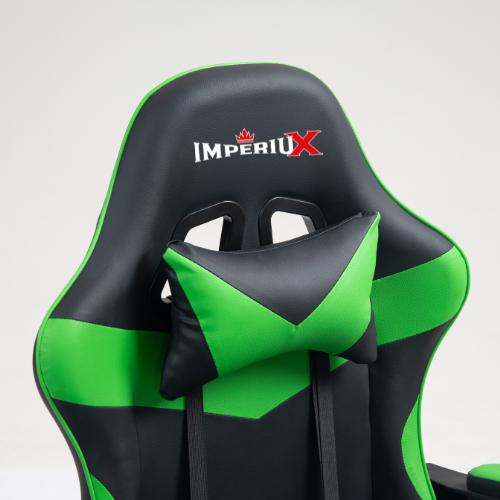 Silla gamer ergonómica Imperiux verde vista frontal