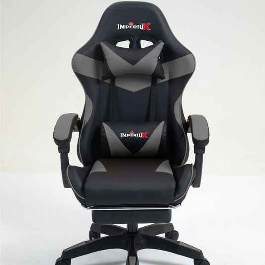 Silla gamer ergonómica Imperiux gris con masajeador y reposapiés