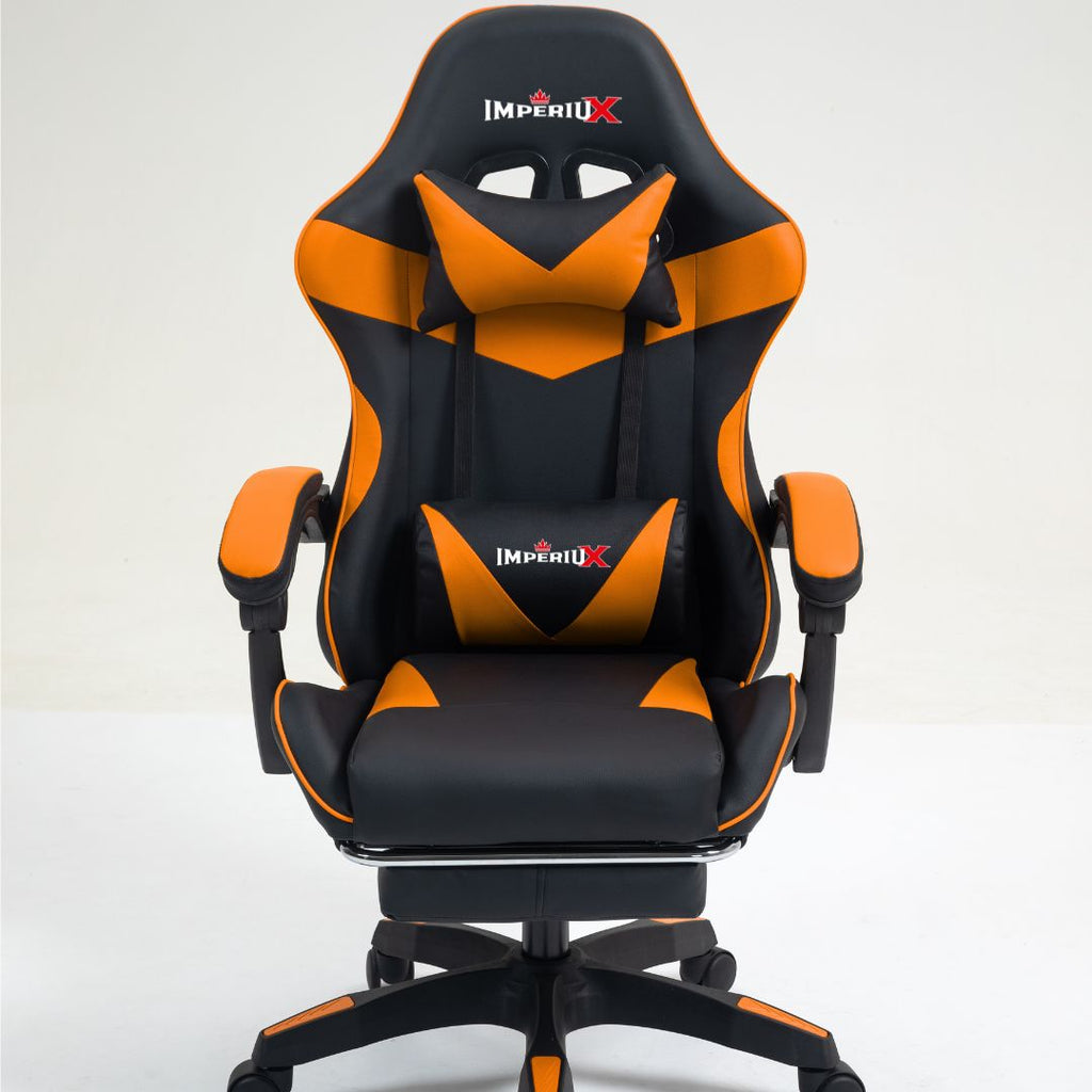 Silla gamer ergonómica Imperiux naranja reclinable con masajeador